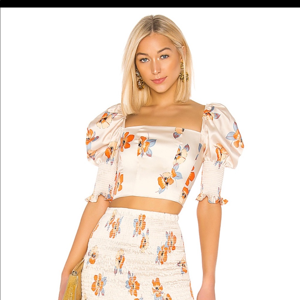 NICHOLAS orange multi bustier top